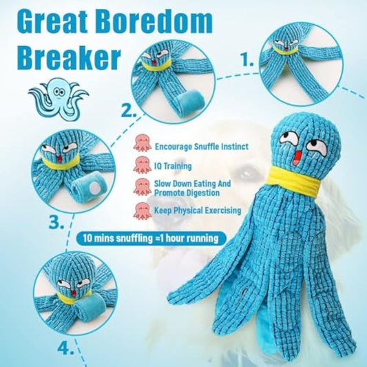 Squeaky Dog Toy,Octopus Sniffing Dog Toys, Plush Interactive Puzzle Dog Toys With Soft Fabric Crinkle For Large, Medium, Small Sized Dog, Relieve Stress, Encourage Natural Foragin,Best Dog Boredom Toy
