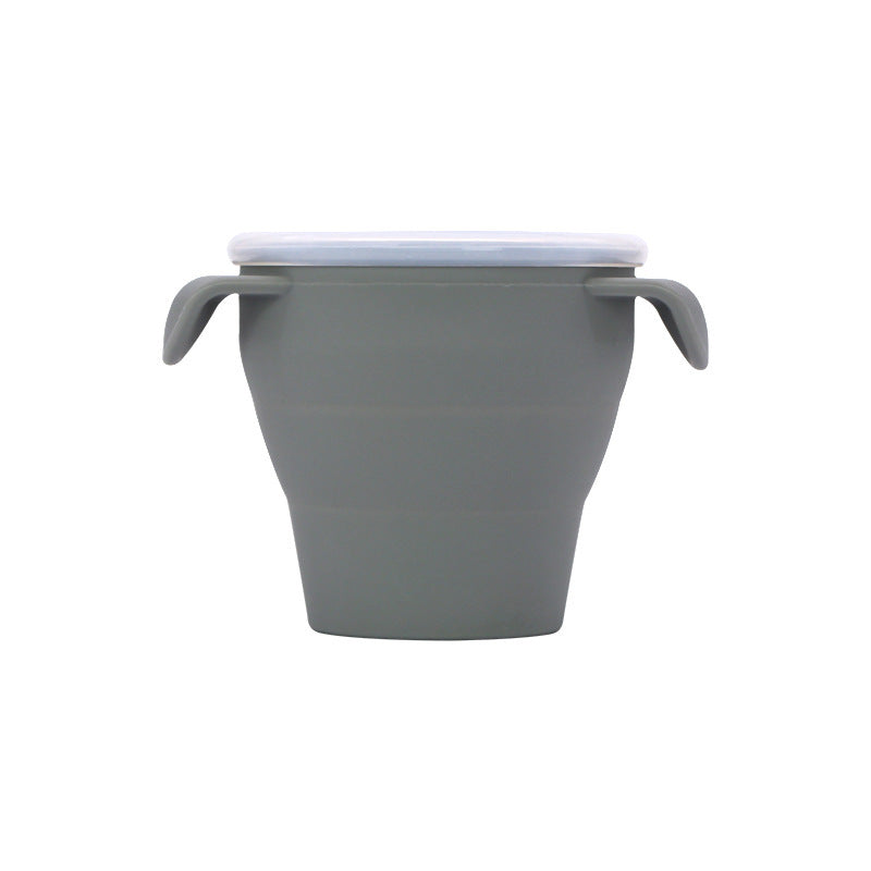 Creative New Silicone Folding Snack Cup Children's Straw Cup Outdoor Play Folding Cup Storage Cup Maternal And Baby Products