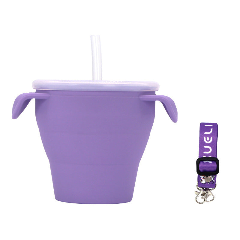 Creative New Silicone Folding Snack Cup Children's Straw Cup Outdoor Play Folding Cup Storage Cup Maternal And Baby Products