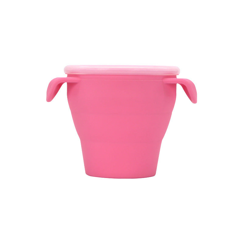 Creative New Silicone Folding Snack Cup Children's Straw Cup Outdoor Play Folding Cup Storage Cup Maternal And Baby Products