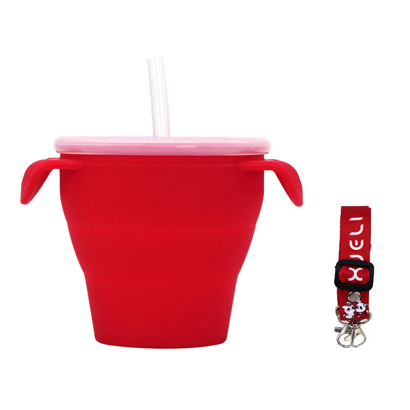 Creative New Silicone Folding Snack Cup Children's Straw Cup Outdoor Play Folding Cup Storage Cup Maternal And Baby Products