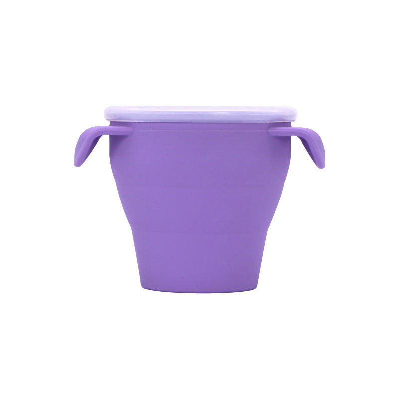 Creative New Silicone Folding Snack Cup Children's Straw Cup Outdoor Play Folding Cup Storage Cup Maternal And Baby Products