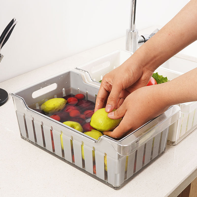 Double Drain Storage Box Kitchen Food Organizing Storage Box
