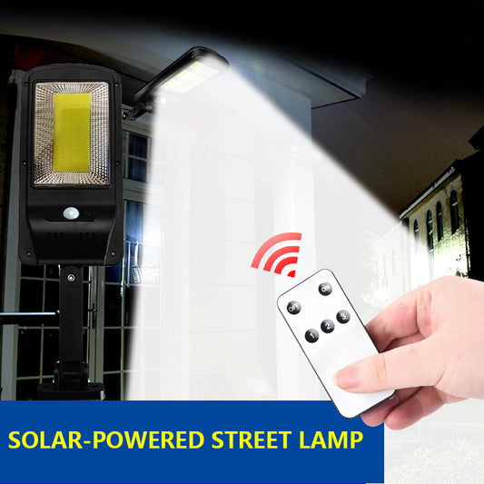 Solar Rechargeable Street Light Outdoor Waterproof Human Body Induction Remote Control COB Wall Light Garden Lighting
