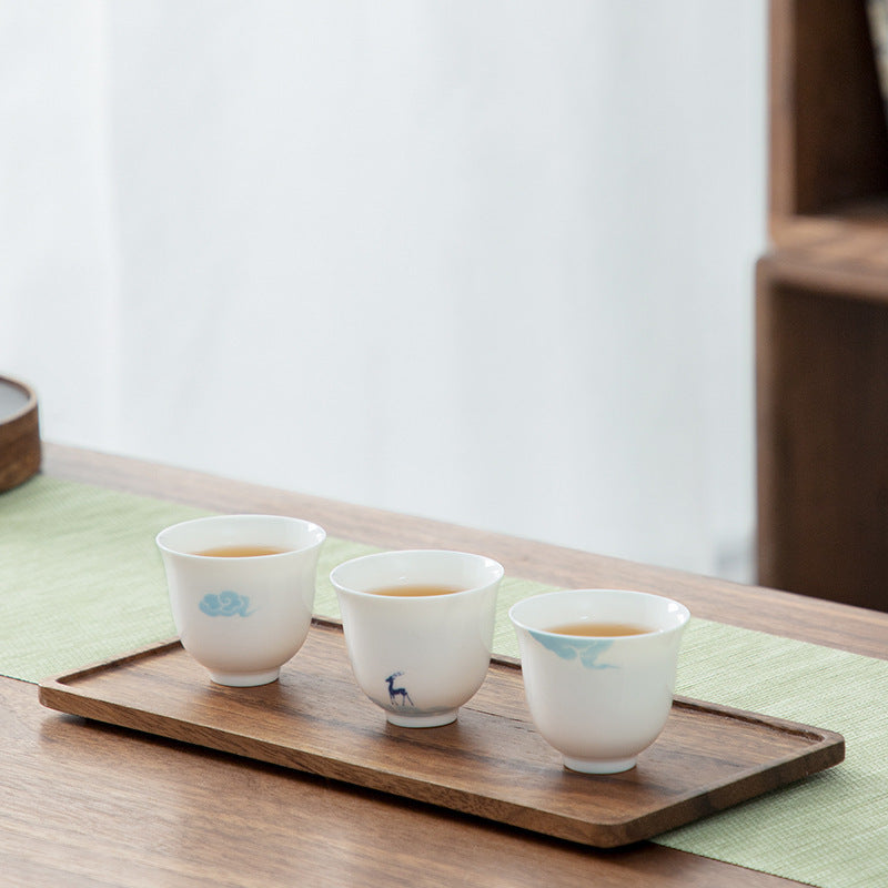 PINNY 45ML Porcelain Hand Painted Lotus Teacups Chinese Kung Fu Tea Cups Traditional Chinese Tea Bowl Ceramic Drinkware