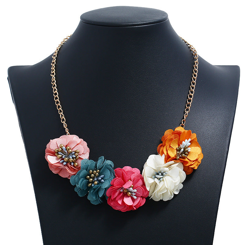 Temperament Fabric Flower Necklace Women's Clothing Accessories