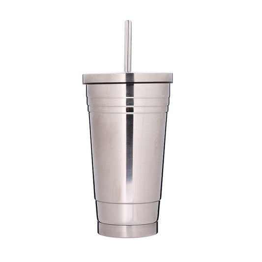 Stainless steel straw thermos cup