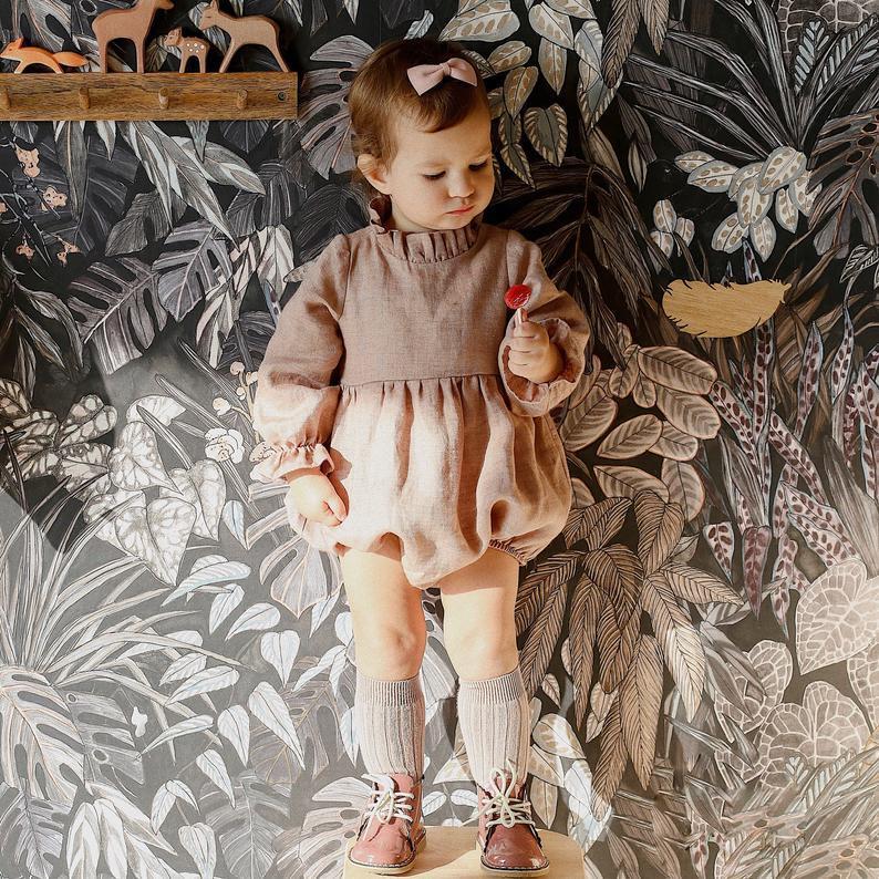 Long Sleeve Cotton Linen Newborn Romper For Infants And Toddlers