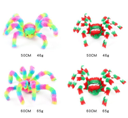 Cobwebs and plush spider toys in outdoor venues