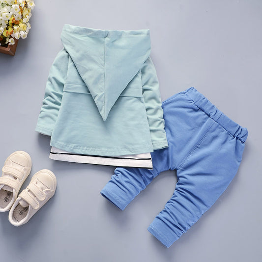 Boys' Spring And Autumn Clothing Long-sleeve Suit Three-piece Set