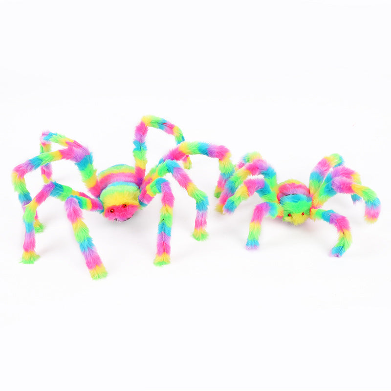 Cobwebs and plush spider toys in outdoor venues