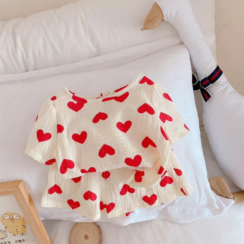 Children's Clothing Boys And Girls Baby Short-sleeved Clothing Suit Pure Cotton