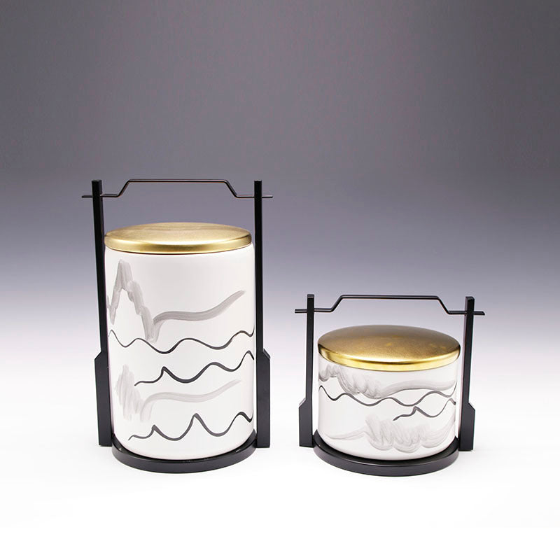 Hand-painted ink ceramic pot