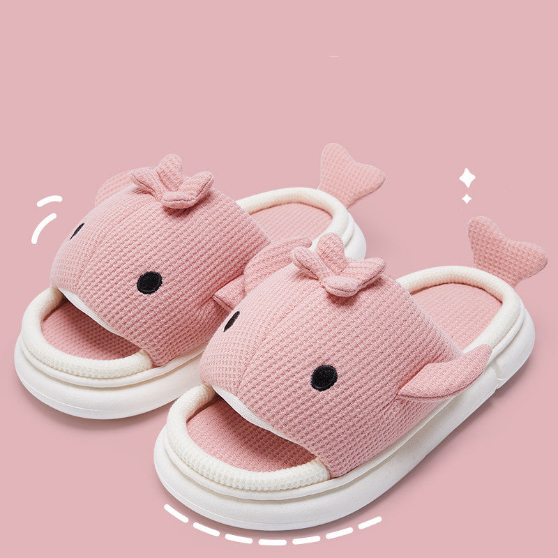 Cute Linen Shark Slippers For Indoor Home Shoes