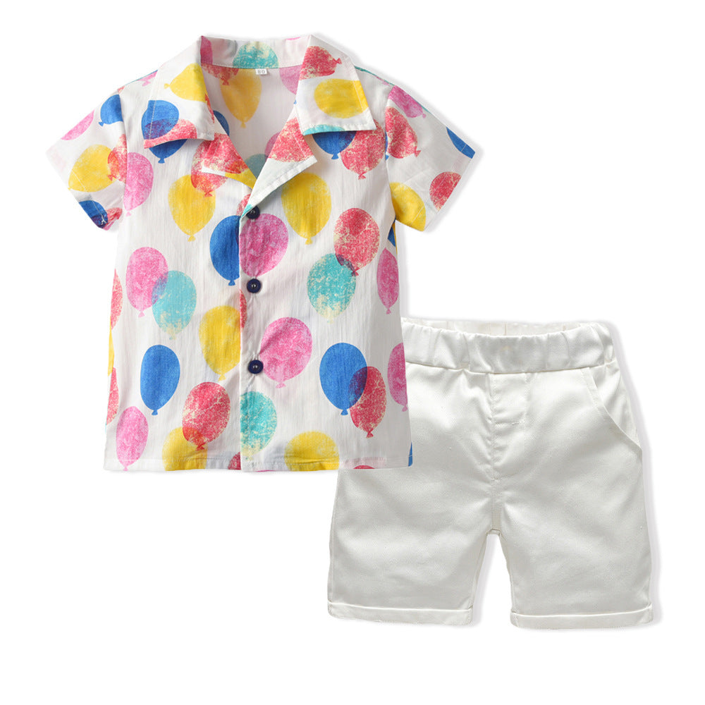 Boys' Shirt Printed Short-sleeved Breathable Children's Shirt Cute Baby Boys' Clothing