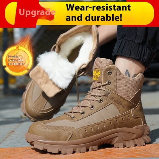 Winter Wool Protective Shoes Men's Anti-smashing Plastic Toe Cap Protective Footwear