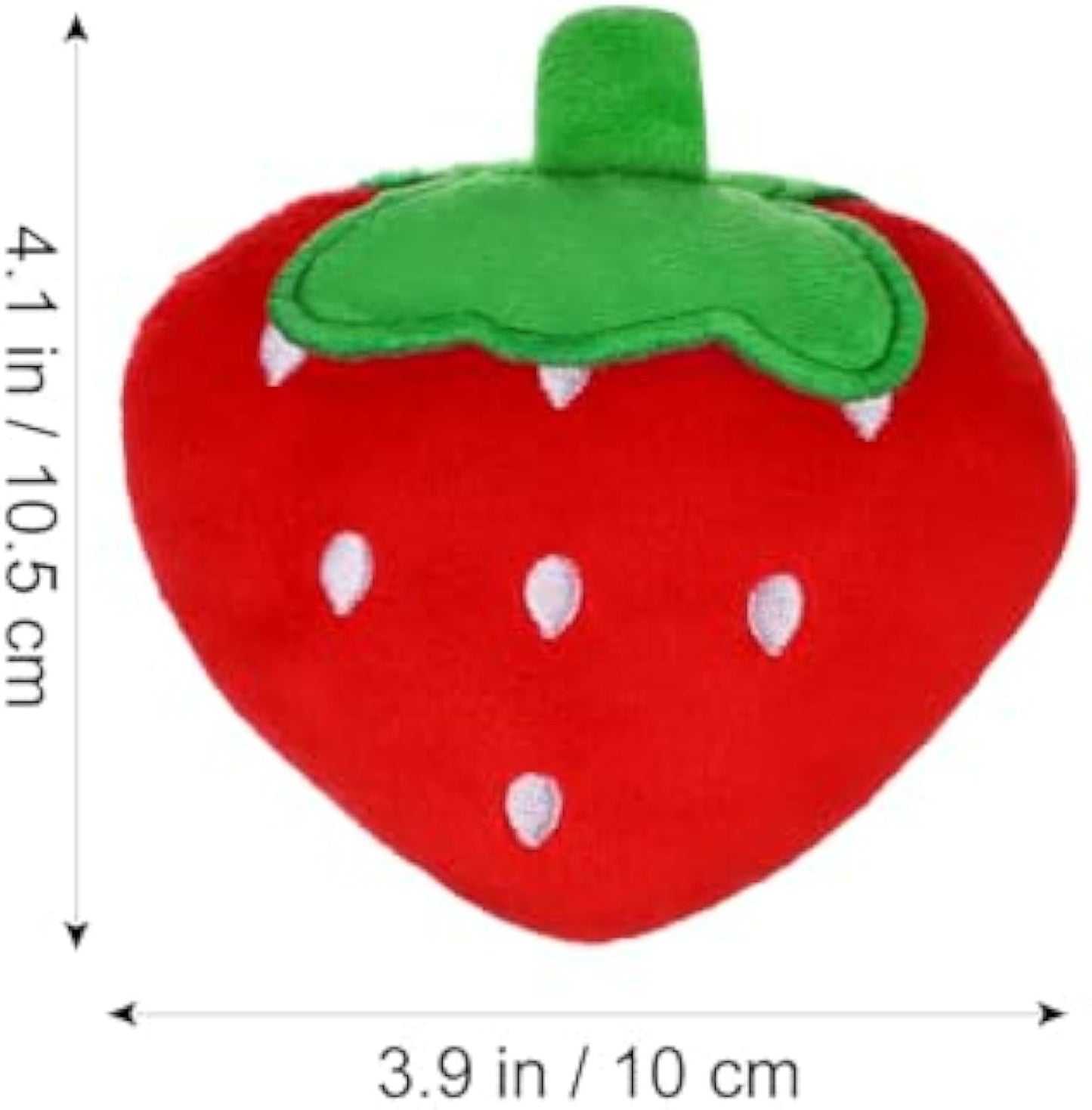 Dog Plush Squeaky Toys - Soft Strawberry Shape Interactive Puppy Chew Toy For Dogs Teething Playing Chewing