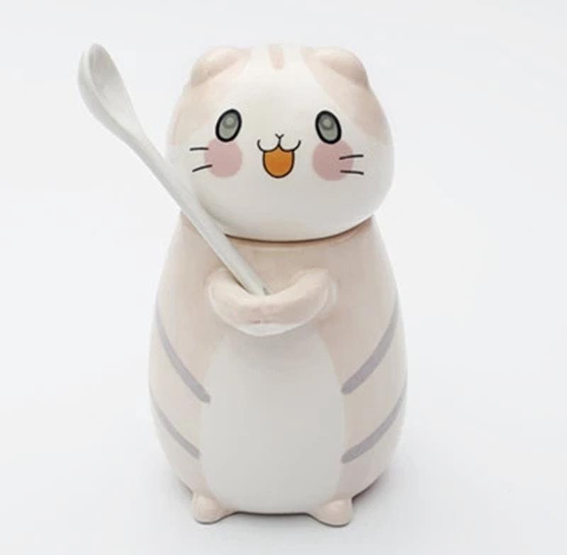 Cute Cat Ceramics Coffee Mug With Spoon Creative Hand Painted Drinkware Milk Tea Cups Novelty Gifts