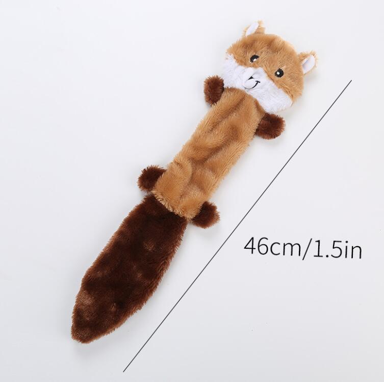 Peltz - Fox Raccoon Squirrel No Stuffing Squeaky Dog Toys, Unstuffed Chew Toy For Small & Medium Breeds Soft Plush Toys Flat No Stuffing Puppy