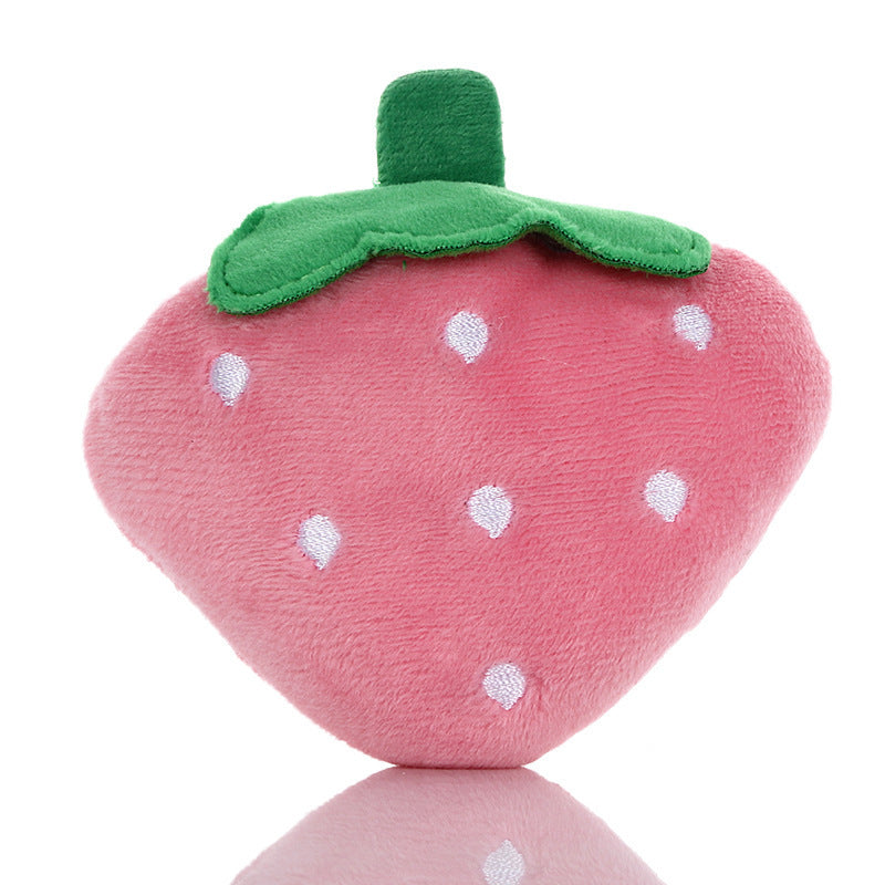 Dog Plush Squeaky Toys - Soft Strawberry Shape Interactive Puppy Chew Toy For Dogs Teething Playing Chewing