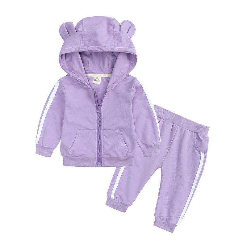 Boys' Suit Spring And Autumn Clothing Two-piece Long-sleeved Hooded
