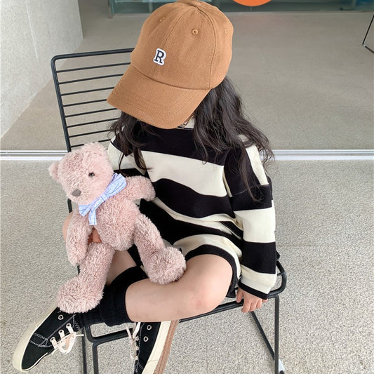 Boys' Girls' Spring Clothing New Fleece And Shorts Two-piece Set