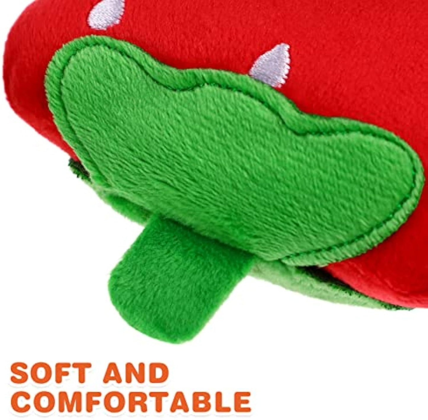 Dog Plush Squeaky Toys - Soft Strawberry Shape Interactive Puppy Chew Toy For Dogs Teething Playing Chewing