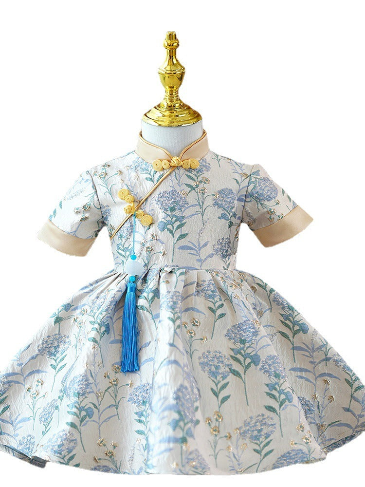 Girls' Fashion Simple Chinese Cheongsam Birthday Party Clothing