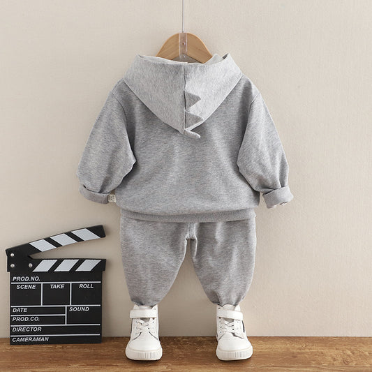Boys Cartoon Dinosaur Children's Clothing Hooded Cotton Sweater Autumn Two-piece Set