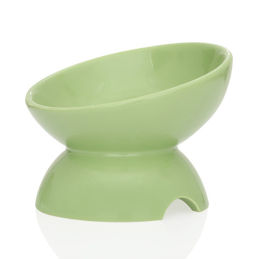 Cat Bowl Ceramic Cat Food Bowl Cat Food Basin Plate Feeding Water Oblique Rice Bowl Feeding Bowl Protecting Cervical Spine Pet Cat Supplies