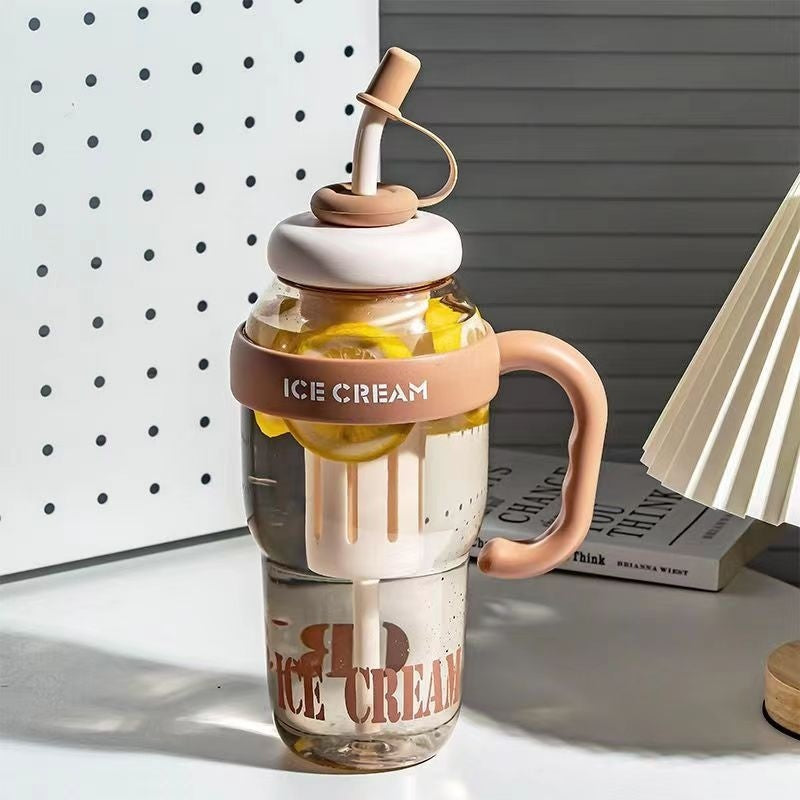 Good-looking Straw Big Belly High Temperature Resistance Portable Plastic Cup