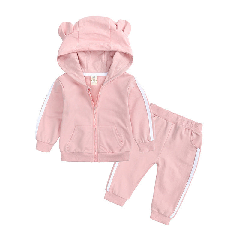 Boys' Suit Spring And Autumn Clothing Two-piece Long-sleeved Hooded