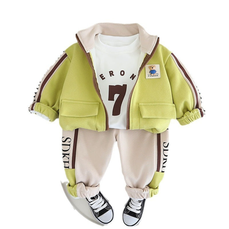 Spring Children's Clothing Boys Hoodie Jacket Long Sleeve Three-piece Suit