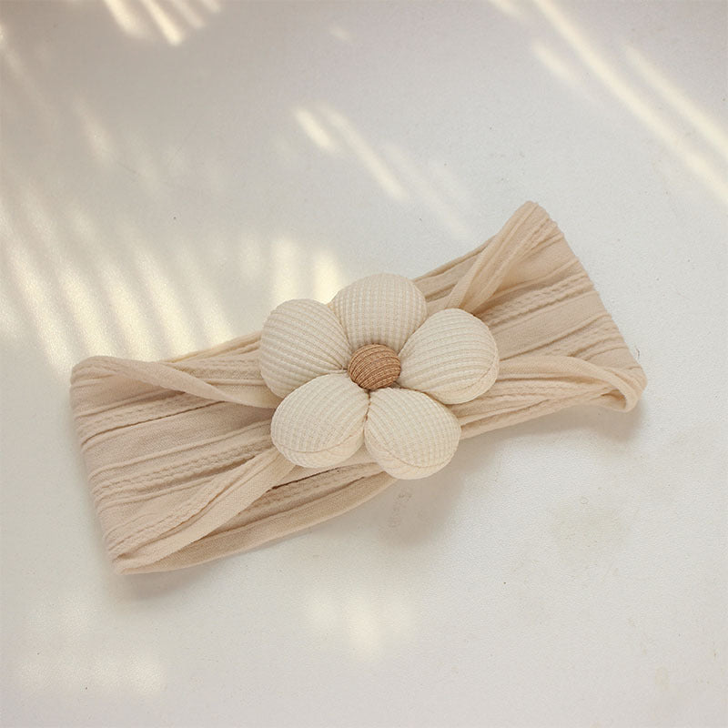 Soft Nylon Baby Flower Headbands For Newborns, Infants & Toddlers Cute Hair Accessories For Girls Beige, Pink, Khaki