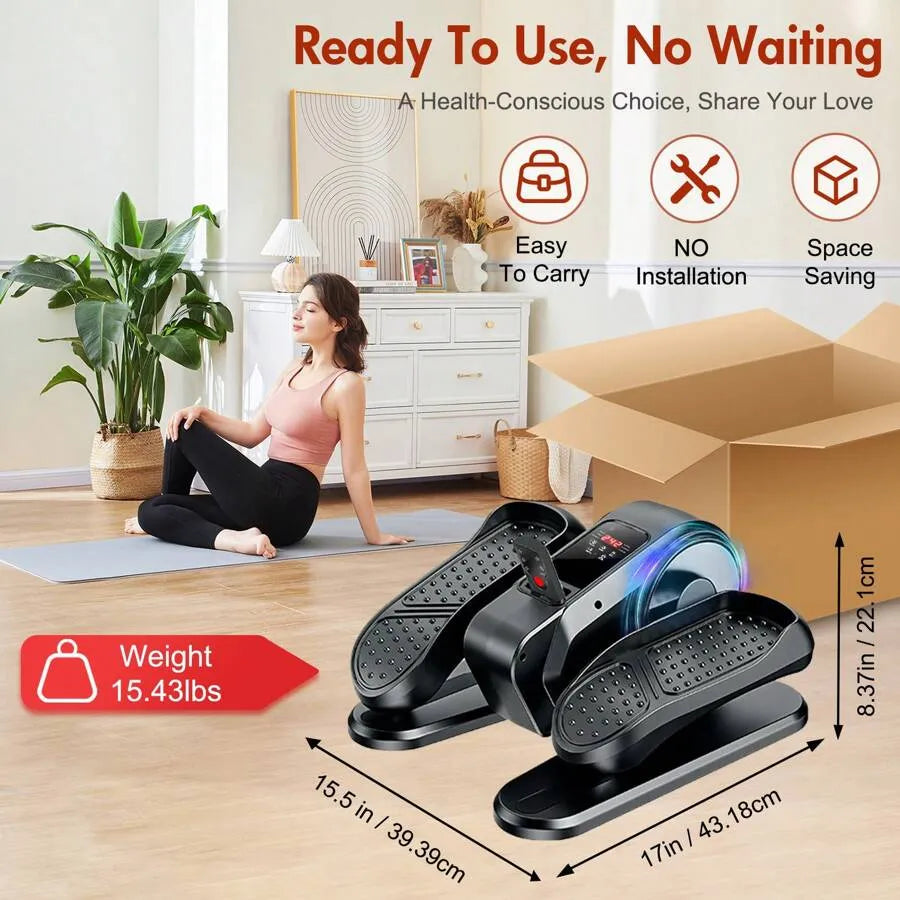 Box packaging of under desk elliptical machine leg exerciser, ready to use