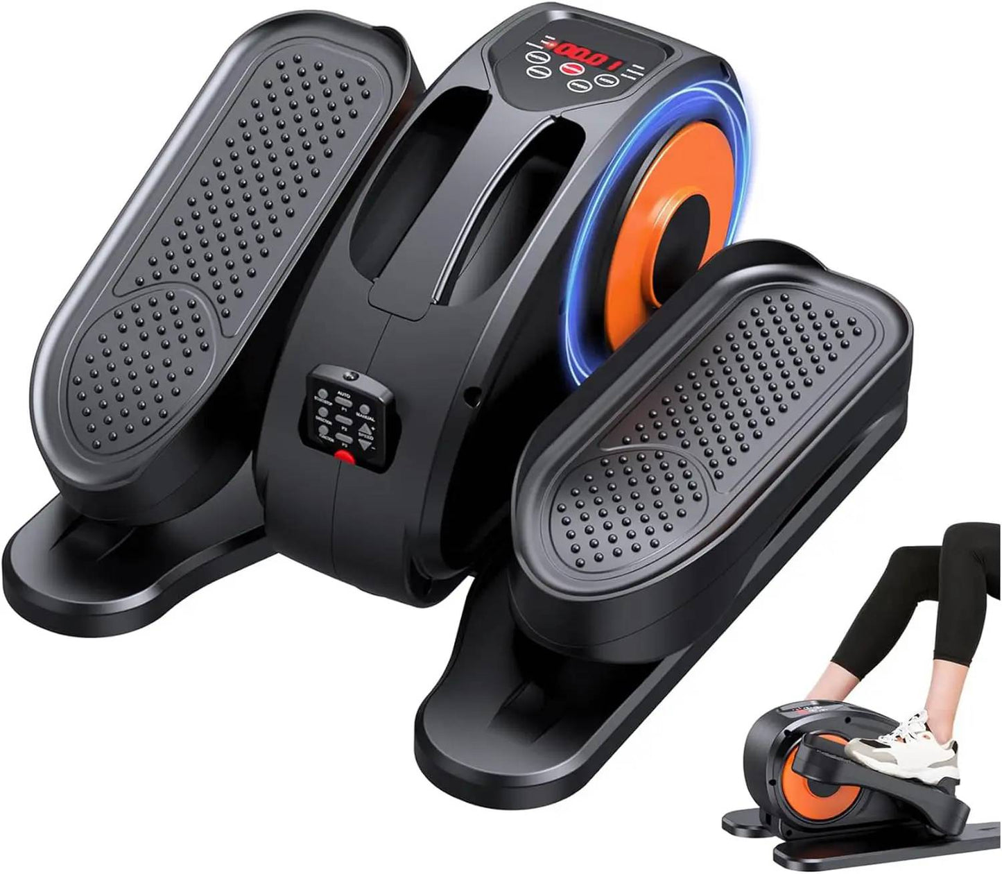 Top view of under desk elliptical machine leg exerciser showing compact design