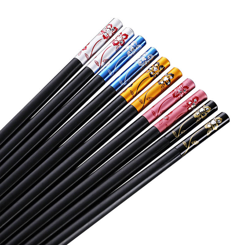 Language Of Flowers Alloy Chopsticks Household Restaurant Non-slip Chopsticks High Temperature Resistant Non-mildew High-end Hotel Supplies Chinese Chopsticks