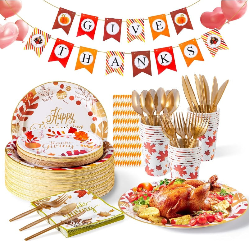 Thanksgiving Plates And Napkins Party Supplies Tableware Set