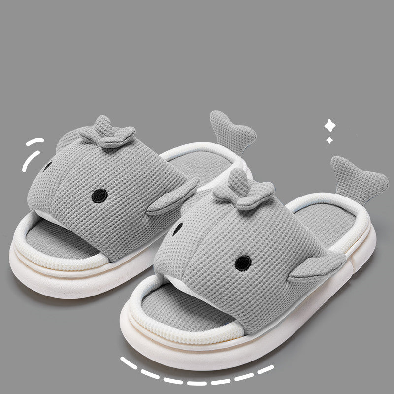 Cute Linen Shark Slippers For Indoor Home Shoes