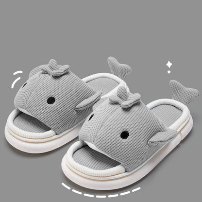 Cute Linen Shark Slippers For Indoor Home Shoes