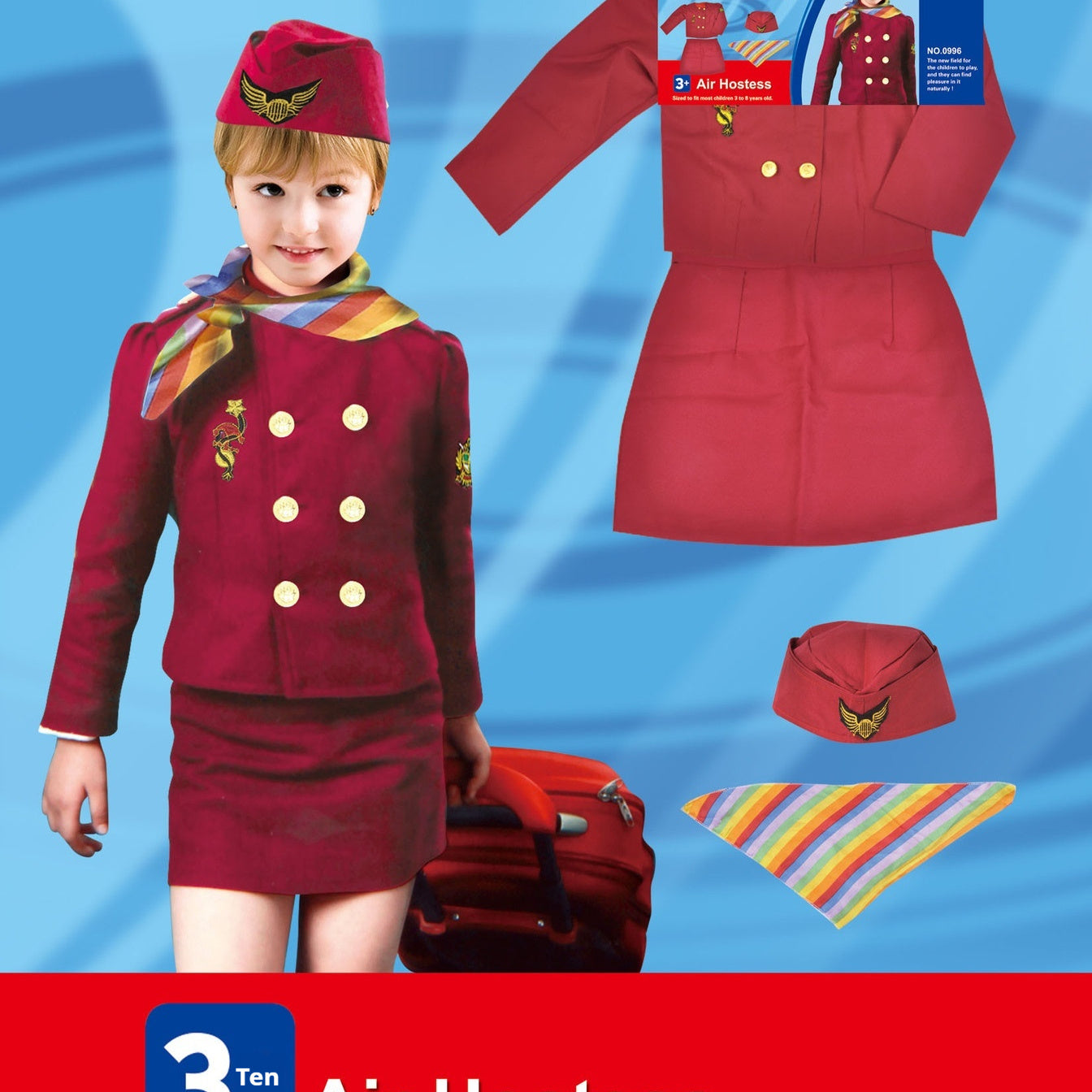 Children's Captain Clothing Girls Stewardess Clothing Holiday Party Performance Wear