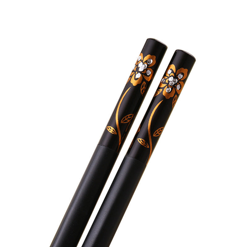 Language Of Flowers Alloy Chopsticks Household Restaurant Non-slip Chopsticks High Temperature Resistant Non-mildew High-end Hotel Supplies Chinese Chopsticks