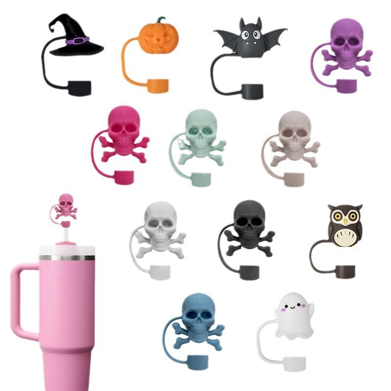 Halloween Theme 10mm Large Capacity In-car Matching Silicone Straw Plug