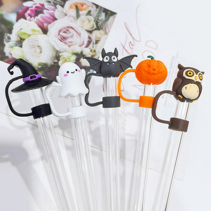 Halloween Theme 10mm Large Capacity In-car Matching Silicone Straw Plug