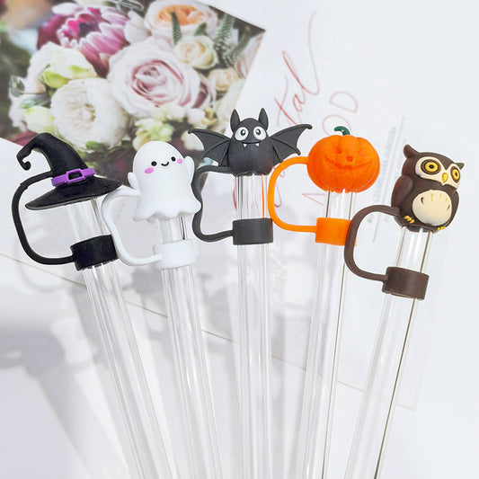 Halloween Theme 10mm Large Capacity In-car Matching Silicone Straw Plug