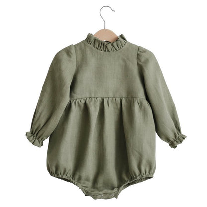 Long Sleeve Cotton Linen Newborn Romper For Infants And Toddlers