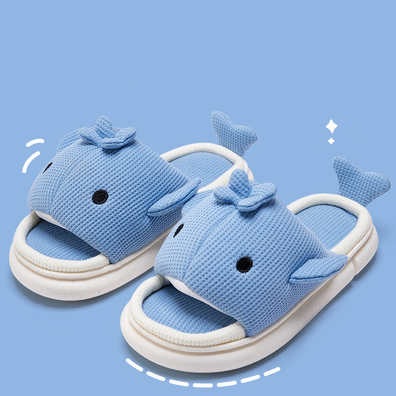 Cute Linen Shark Slippers For Indoor Home Shoes