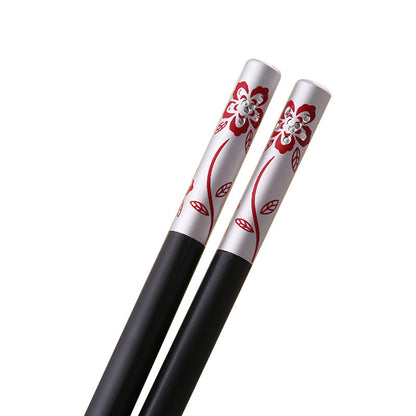 Language Of Flowers Alloy Chopsticks Household Restaurant Non-slip Chopsticks High Temperature Resistant Non-mildew High-end Hotel Supplies Chinese Chopsticks
