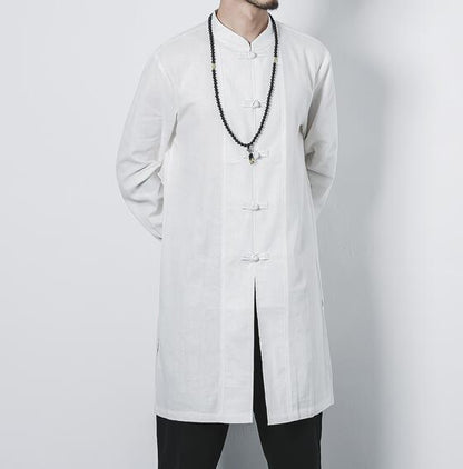 Cotton and linen long men's button jacket jacket linen men's clothing men