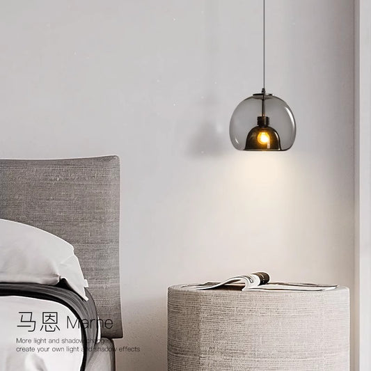 Nordic Creative Restaurant Chandelier Modern Simple Personality Minimalist Bar Small Droplight Three-head Glass Dining Table Lamps